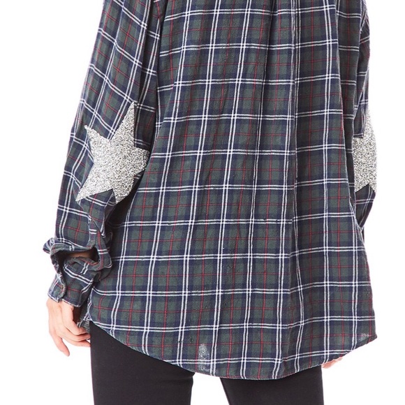 Vintage rhinestone star patch flannel - Picture 2 of 4